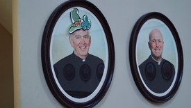 Portrait of Fr. Lucey in the Lucey Administration Building (photo: )