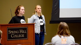 Leaders of ONE Campus gather SHC students for their Informational Meeting (photo: Brenda Carrada)