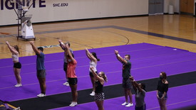 The Spring Hill College cheerleading team holds a safety-compliant practice in the gym.   (photo: Jared Jacoby)
