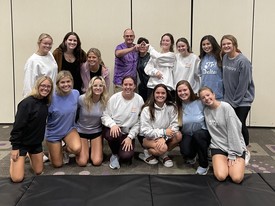 Tri Delta members with Dr. Eads during the self-defense class. (photo: Carson Reeves)