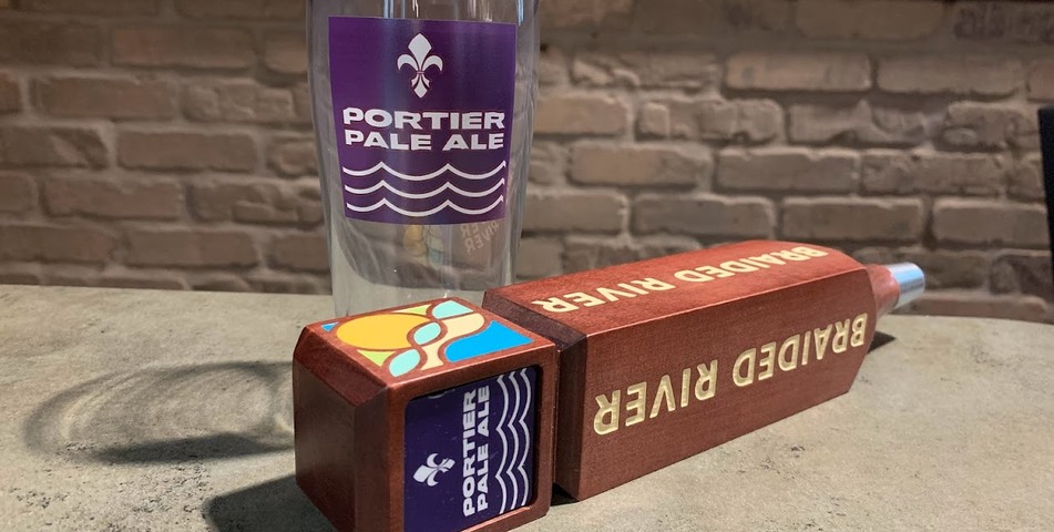 Spring Hill College Marketing Department: Portier Pale Ale glass and Tap Handle